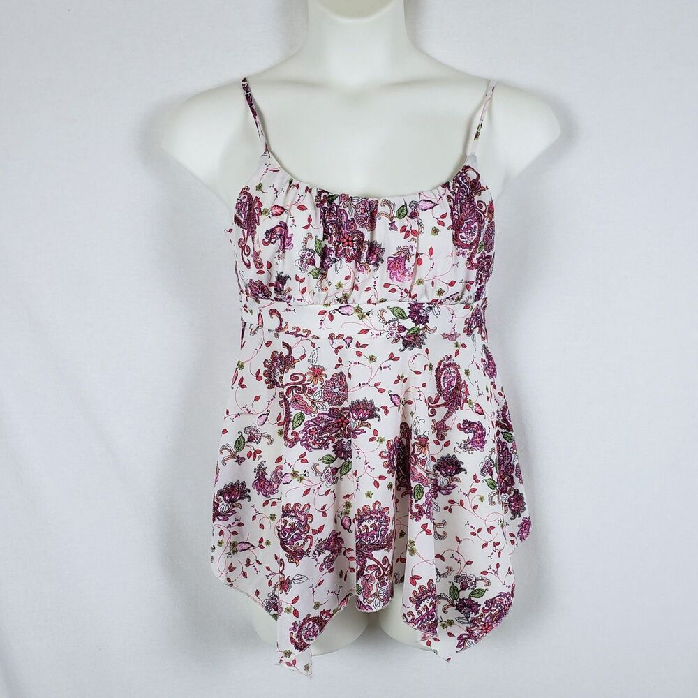Self-Esteem Y2K Paisley Handkerchief Top Juniors XL Mesh Boho Festival Ruched